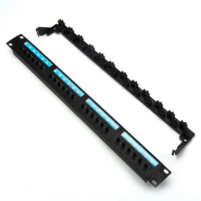 1u 24 portas RJ45 rede UTP CAT6 Patch Panel com barra traseira